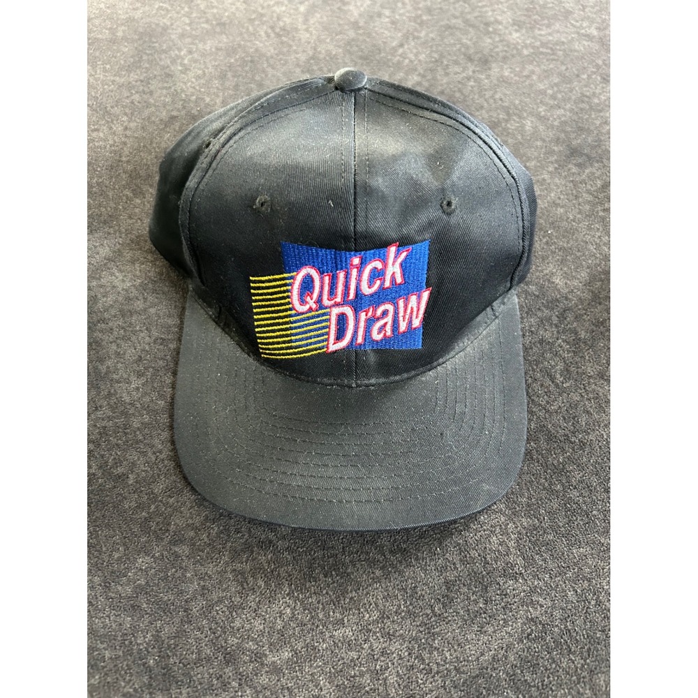Vintage Quick Draw Snapback Hat Black Green Underbrim Retro Cap OSFA